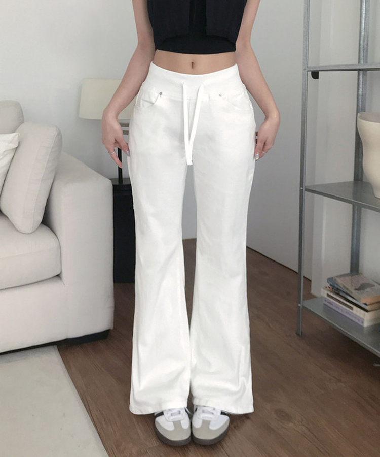 【丈別】ロウライズセミブーツカットフレアパンツ IVORY