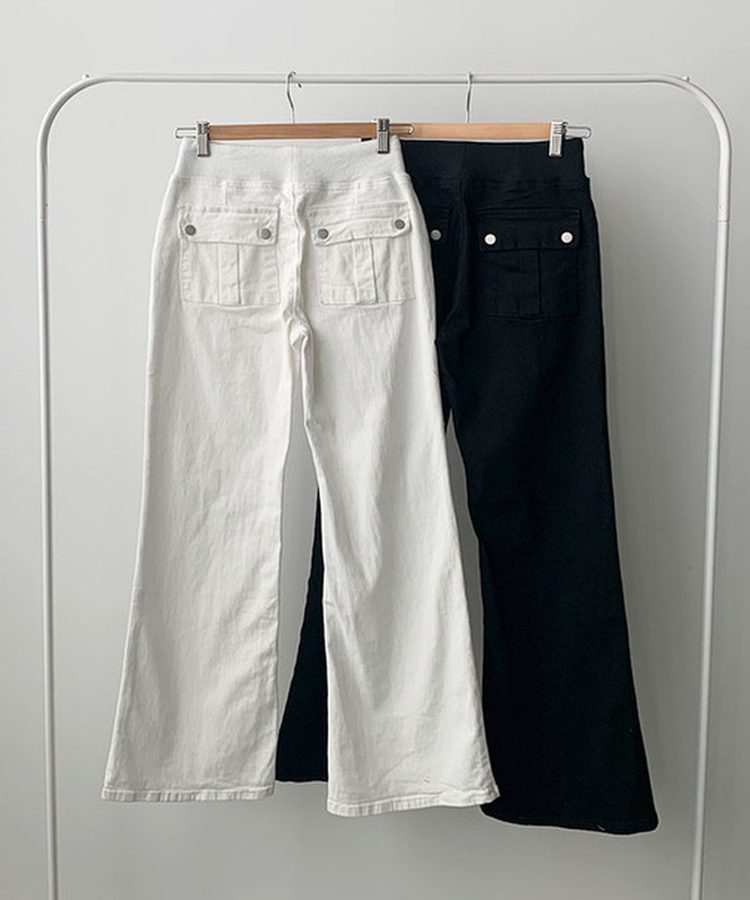 【丈別】ロウライズセミブーツカットフレアパンツ