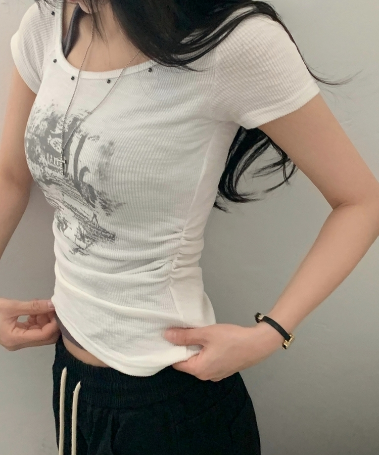 누아브 홀터넥 레터링 반팔티셔츠 3color 화이트