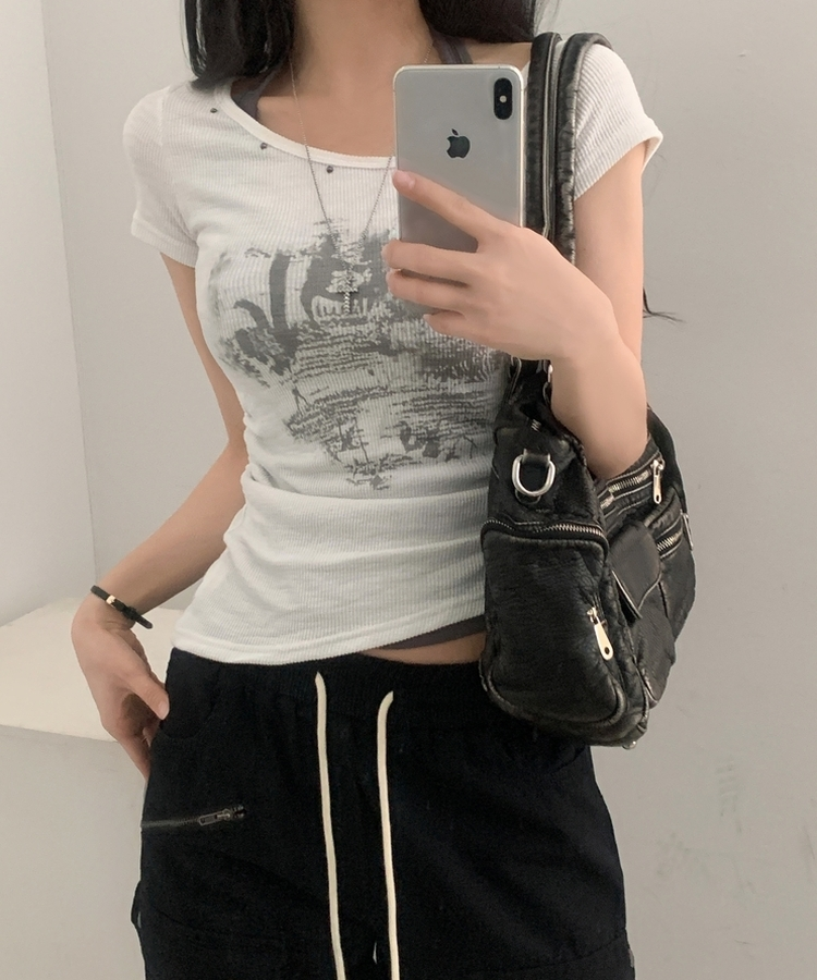 누아브 홀터넥 레터링 반팔티셔츠 3color 화이트