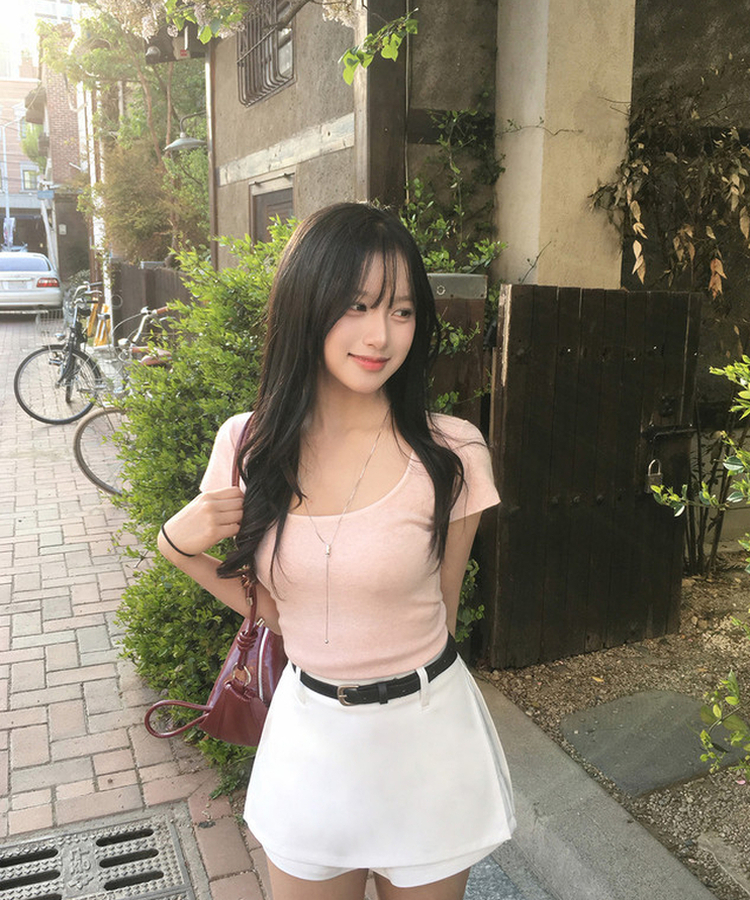 【ベルト付き】ミニスカートパンツ WHITE