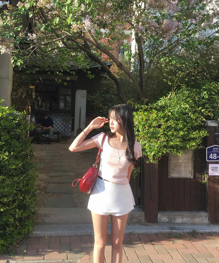 【ベルト付き】ミニスカートパンツ WHITE
