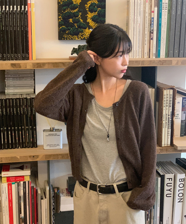 Uネック半袖Tシャツ MELANGE