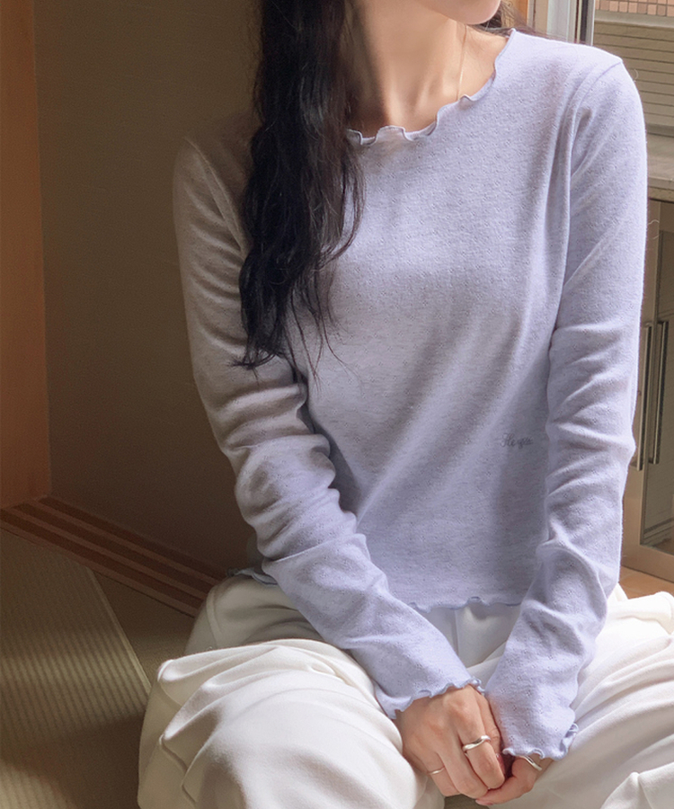 トリミング長袖Tシャツ(6color) SKY BLUE