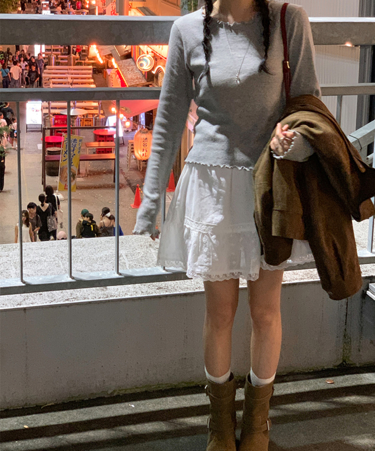 トリミング長袖Tシャツ(6color) MELANGE