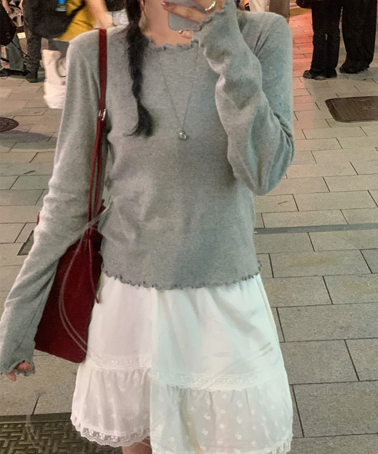 トリミング長袖Tシャツ(6color) MELANGE