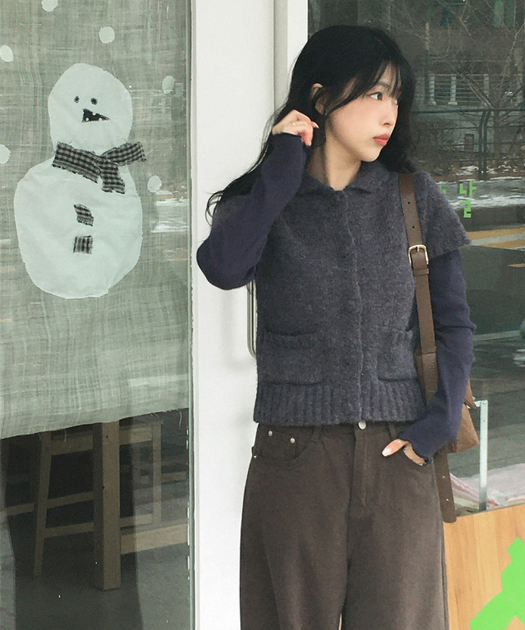 トリミング長袖Tシャツ(6color) NAVY