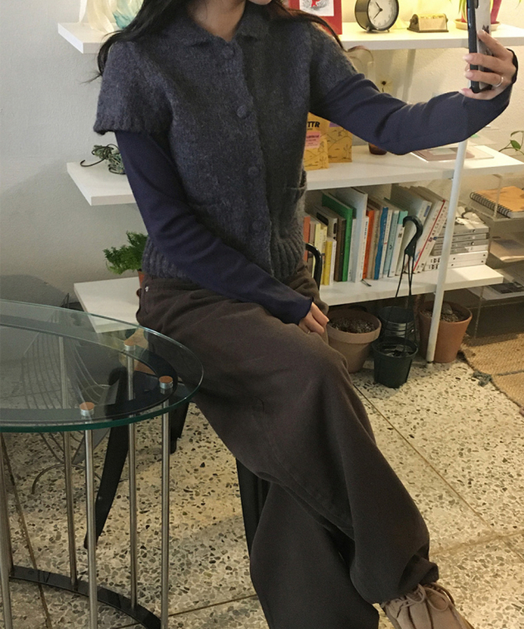 トリミング長袖Tシャツ(6color) NAVY