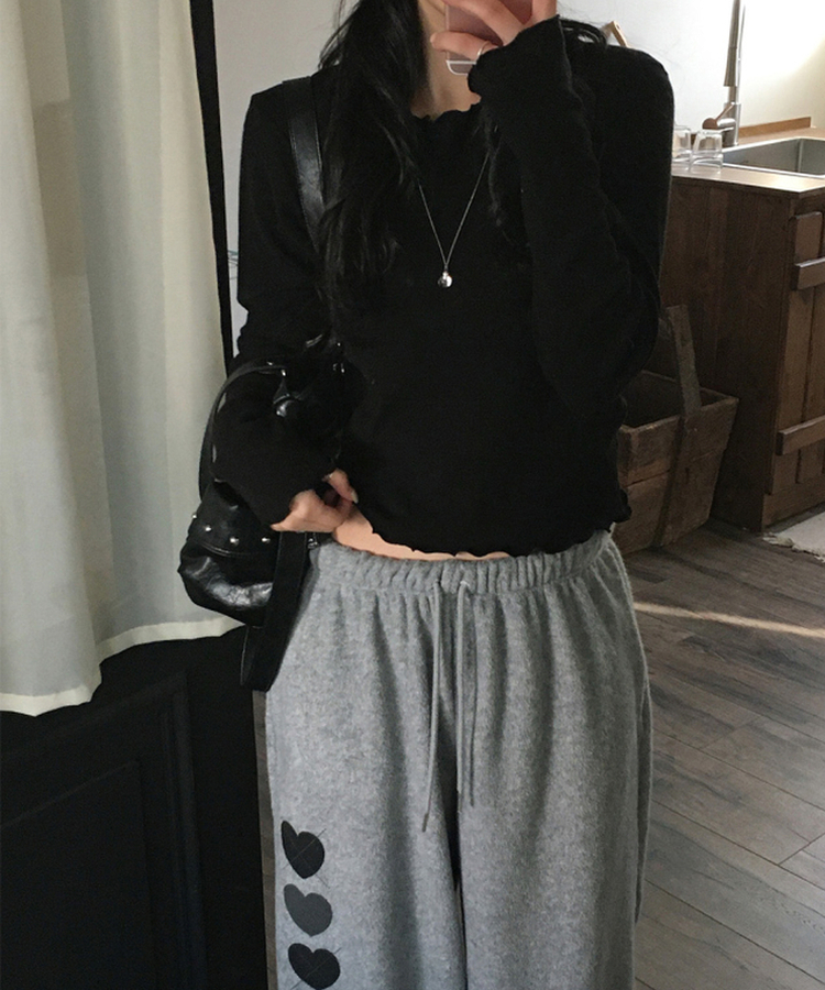 トリミング長袖Tシャツ(6color) BLACK