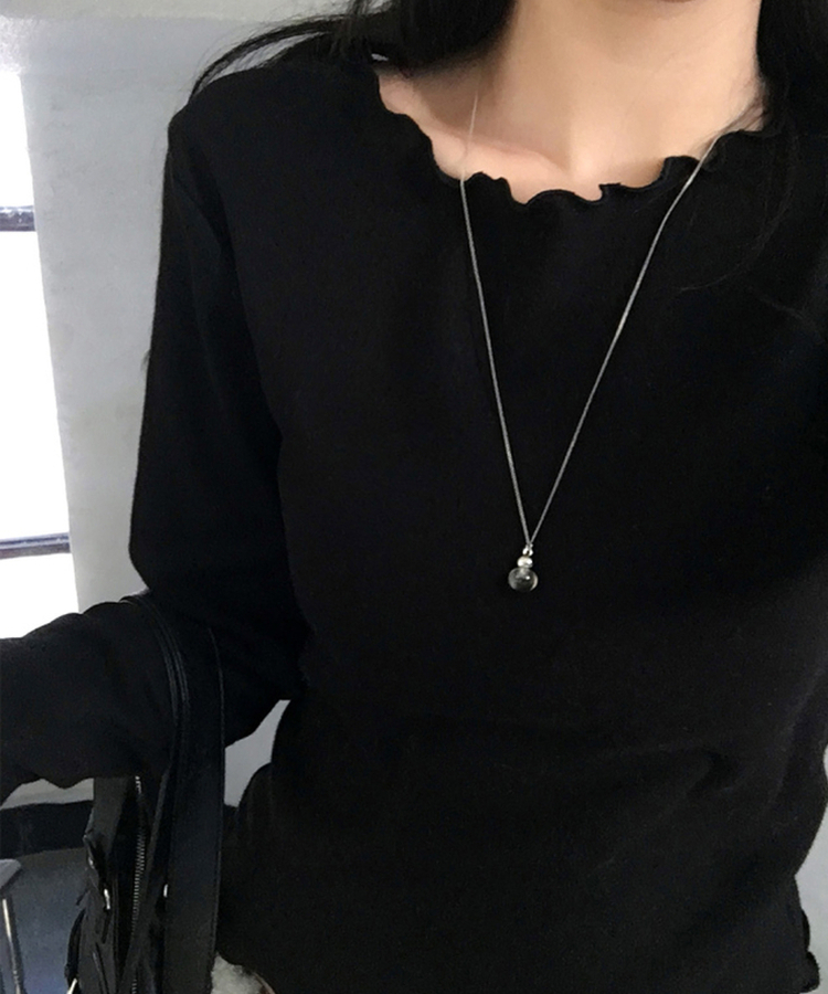 トリミング長袖Tシャツ(6color) BLACK