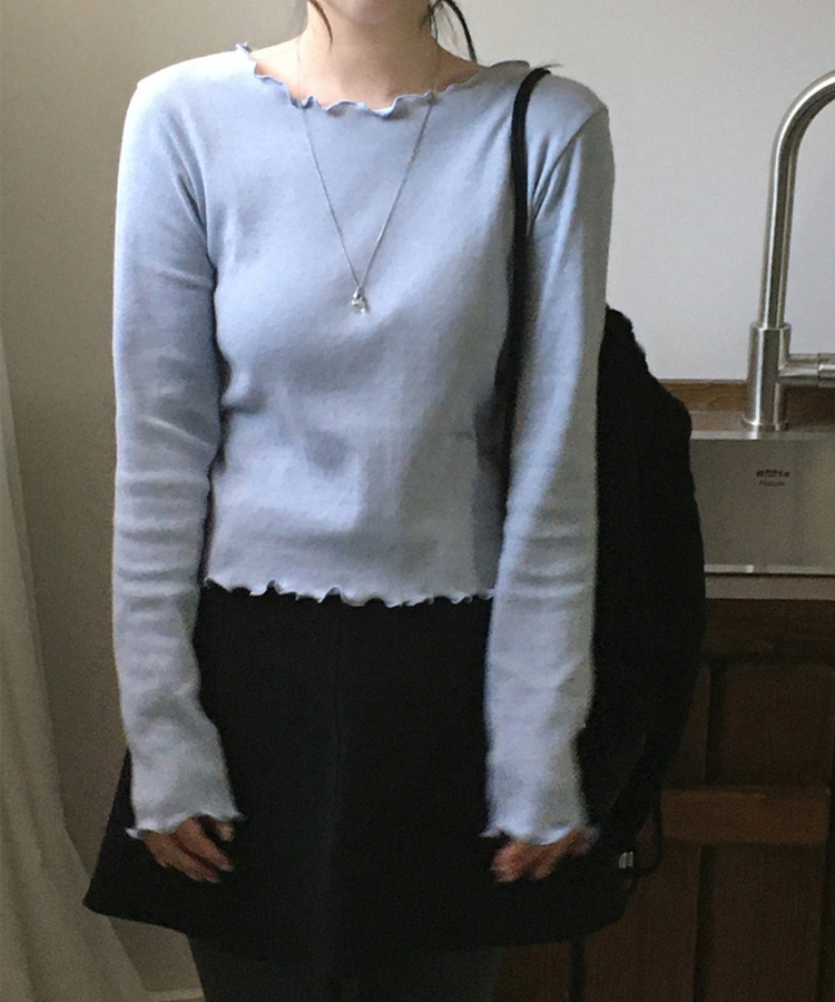 トリミング長袖Tシャツ(6color) GREY