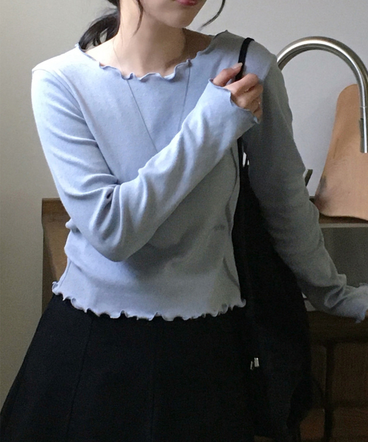 トリミング長袖Tシャツ(6color) GREY