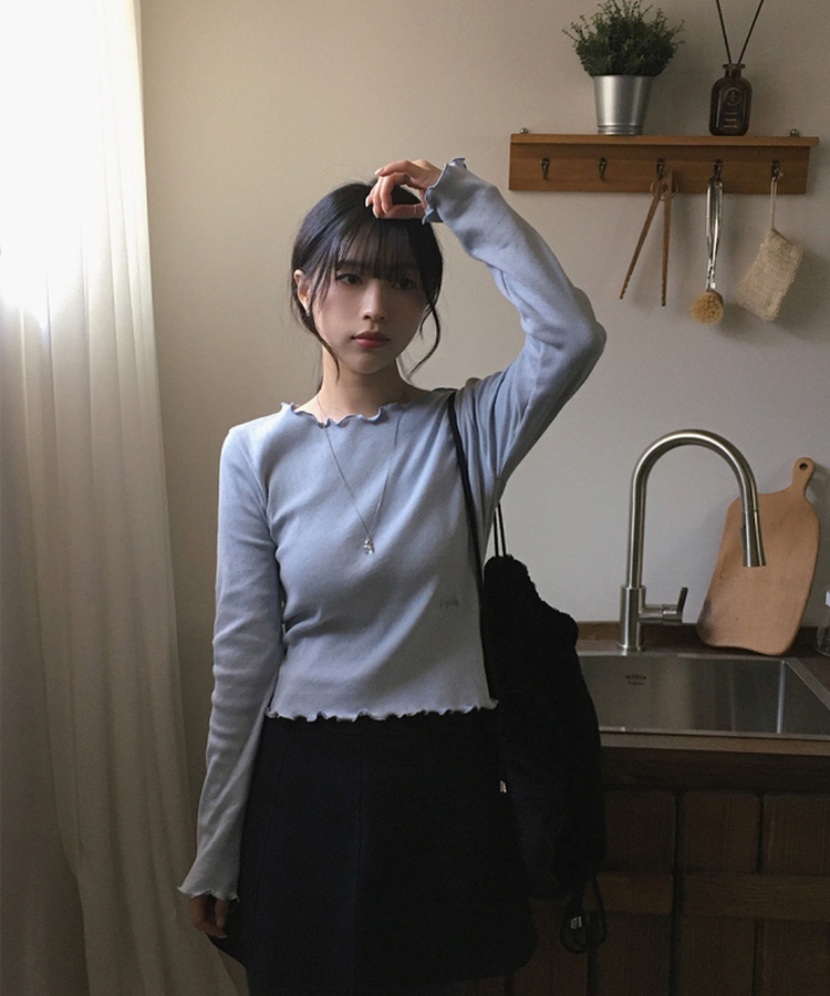 トリミング長袖Tシャツ(6color) GREY