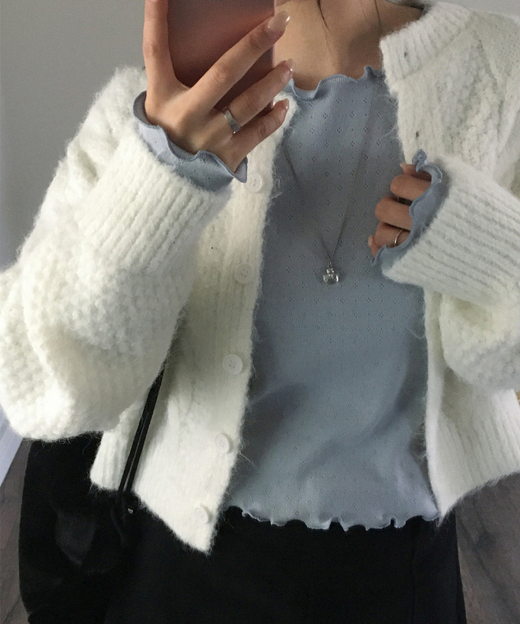 トリミング長袖Tシャツ(6color) GREY