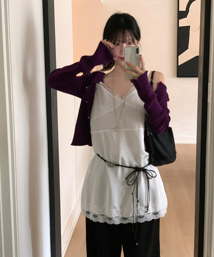 リブカーディガン PURPLE