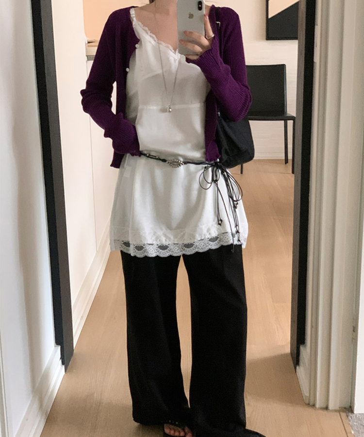 リブカーディガン PURPLE