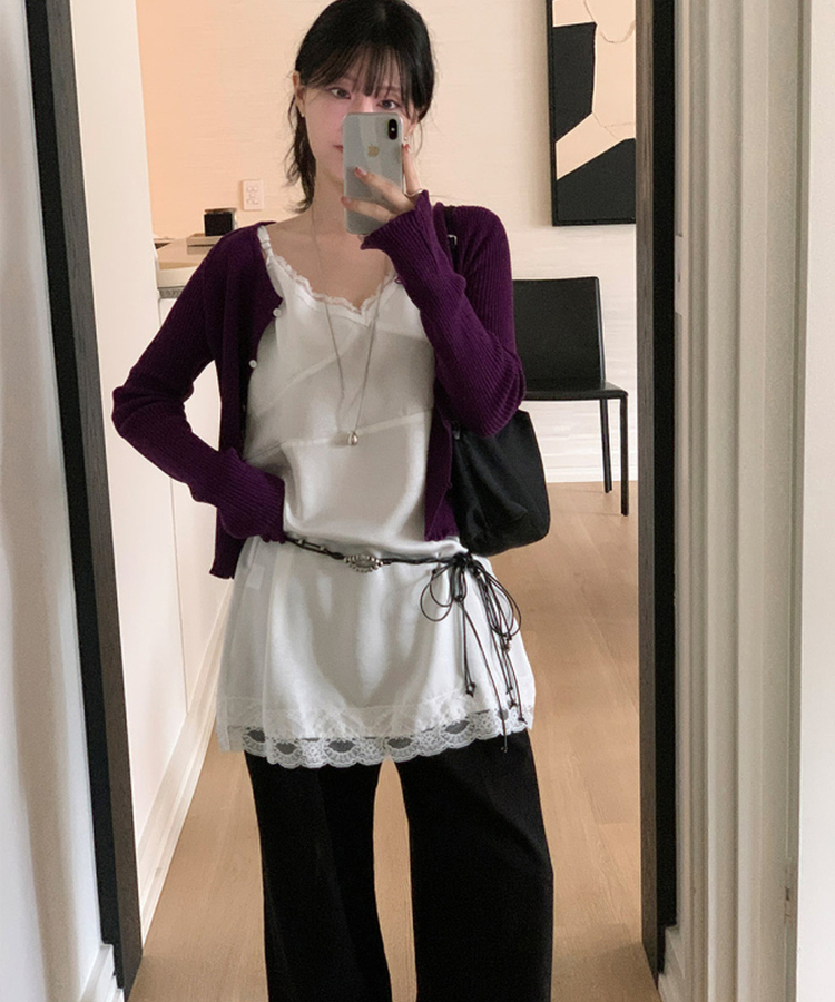 リブカーディガン PURPLE