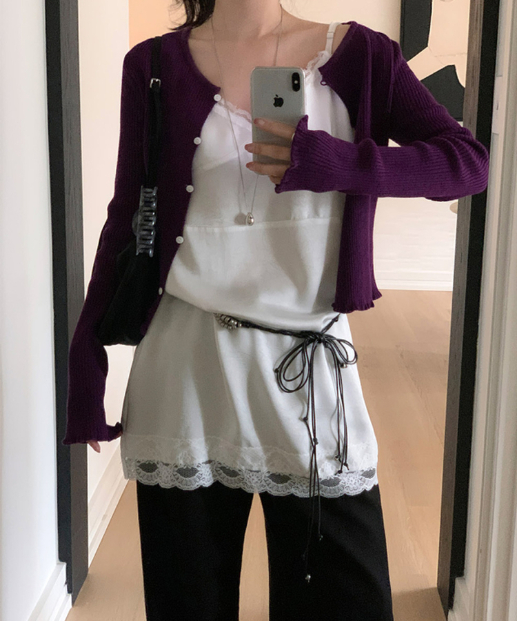 リブカーディガン PURPLE