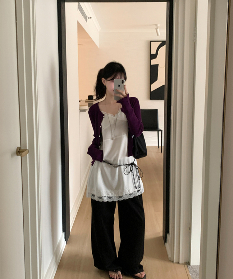 リブカーディガン PURPLE