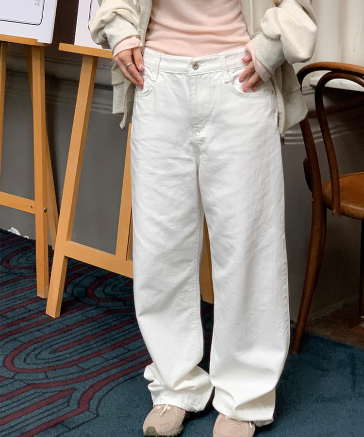 コットンストレートパンツ WHITE