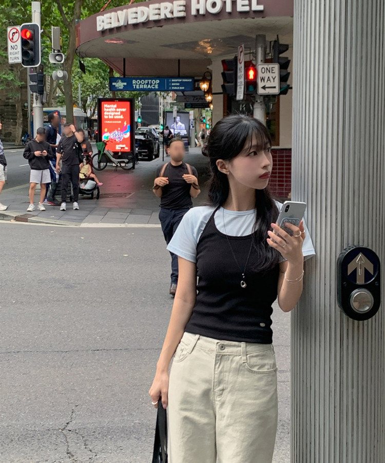 コットンストレートパンツ LIGHT BEIGE