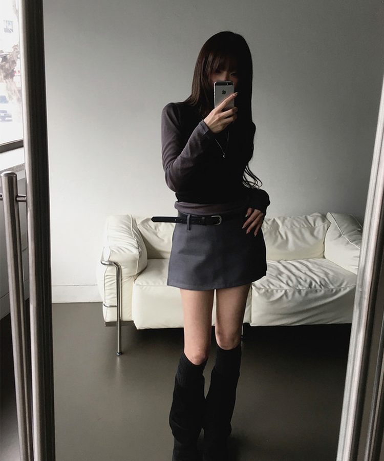 シースルーレイヤード長袖Tシャツ(11color) CHARCOAL