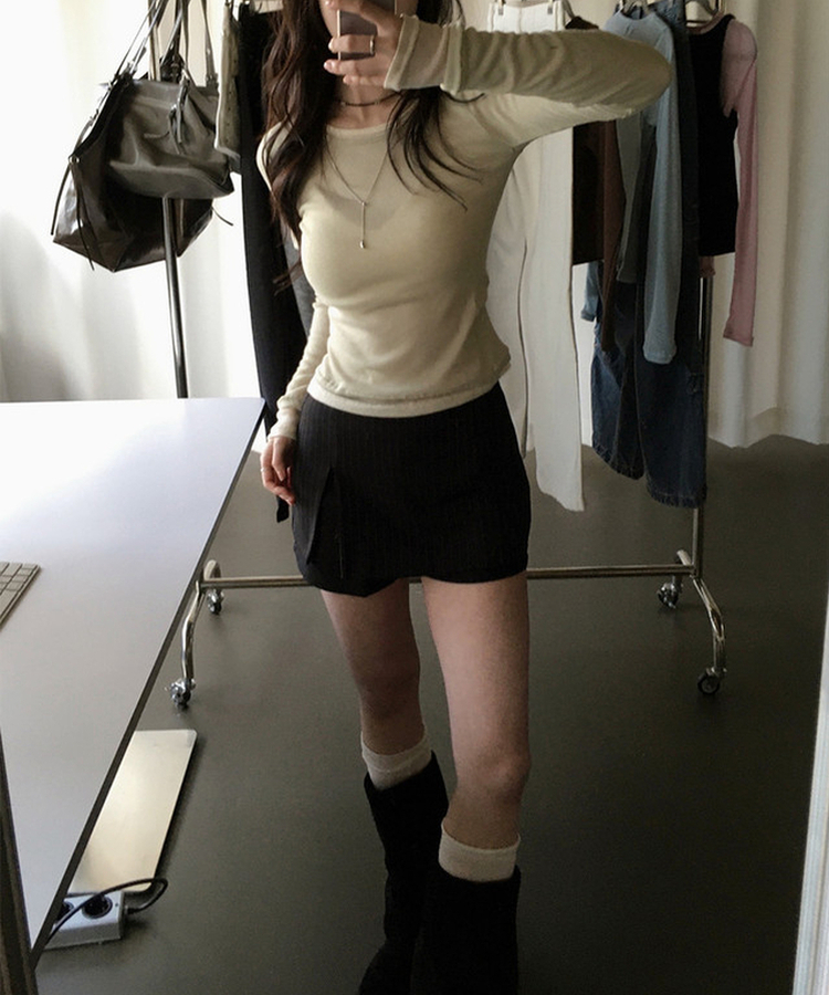 シースルーレイヤード長袖Tシャツ(11color) LIGHT GREEN