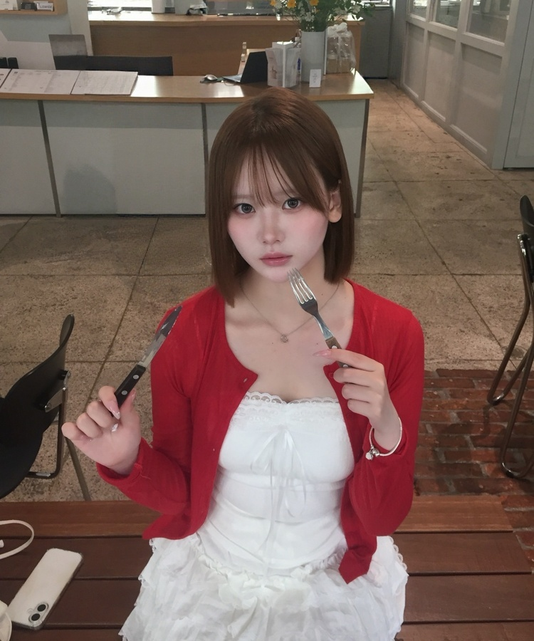 썸머 골지 가디건 레드