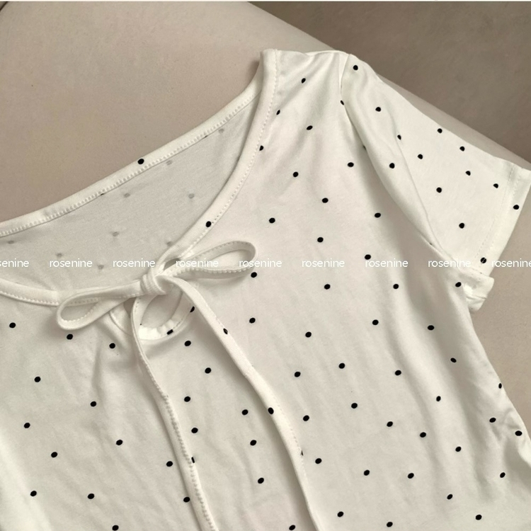 ドットリボンフリル半袖Tシャツ