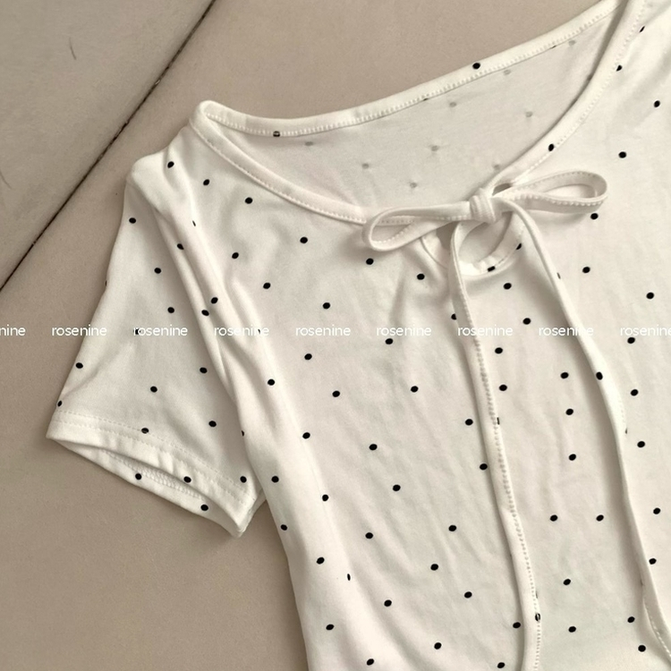 ドットリボンフリル半袖Tシャツ