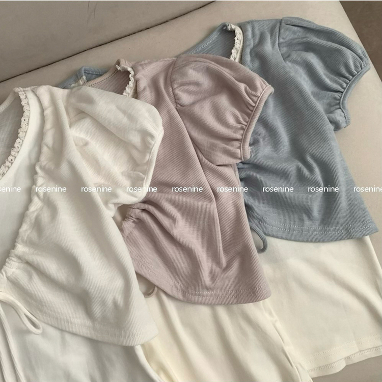 ポンポンリボンボレロパフレイヤード半袖Tシャツ