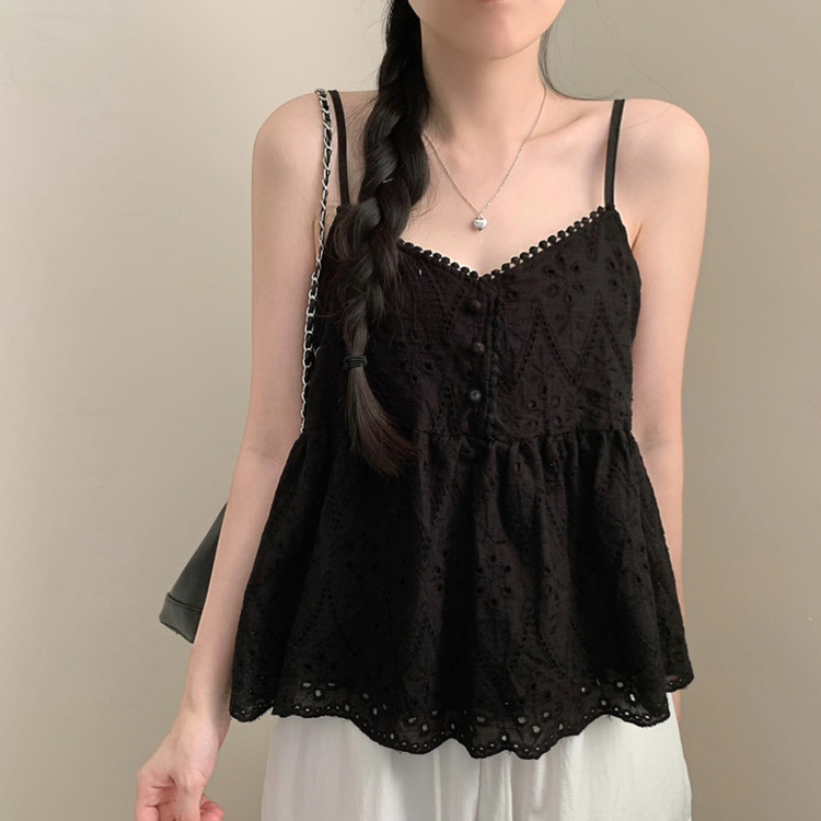 レースストラップキャミソールブラウス BLACK