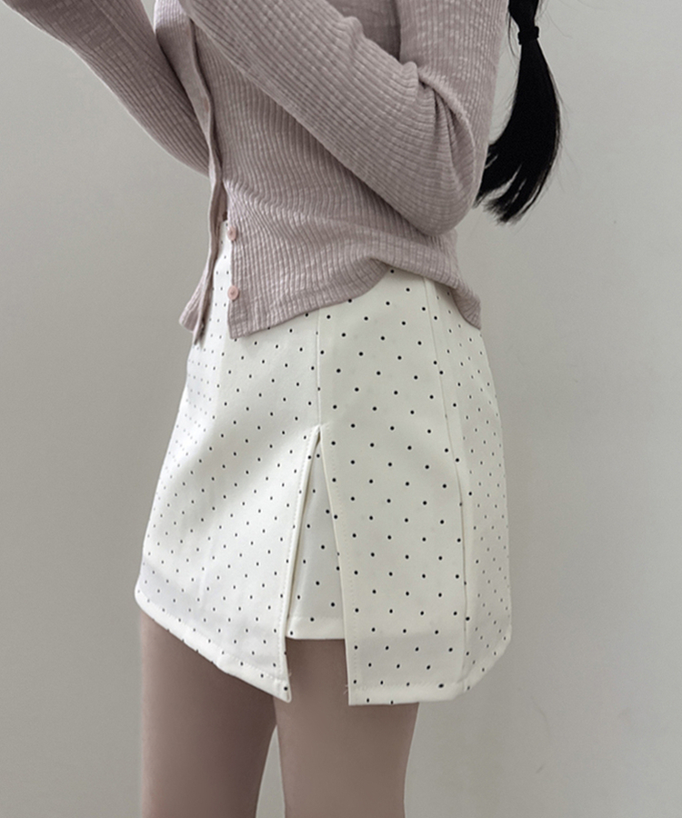 ドットスリットスカートパンツ WHITE