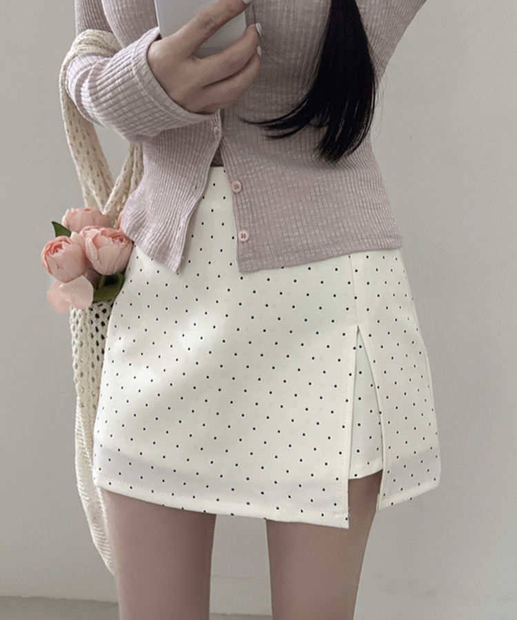 ドットスリットスカートパンツ WHITE