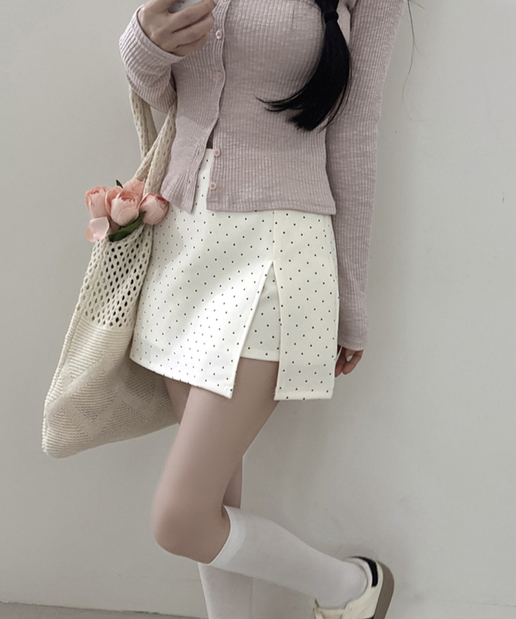 ドットスリットスカートパンツ WHITE
