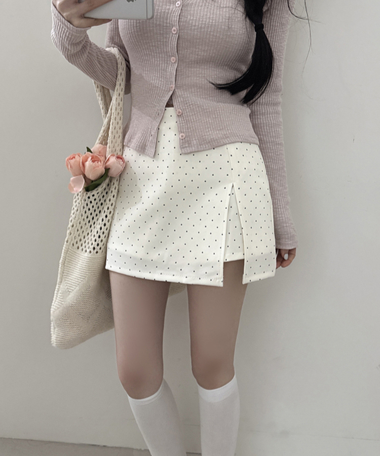 ドットスリットスカートパンツ WHITE