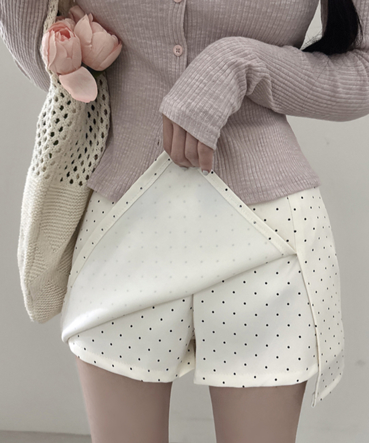ドットスリットスカートパンツ WHITE