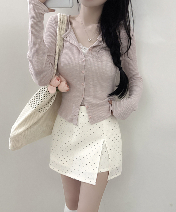 ドットスリットスカートパンツ WHITE
