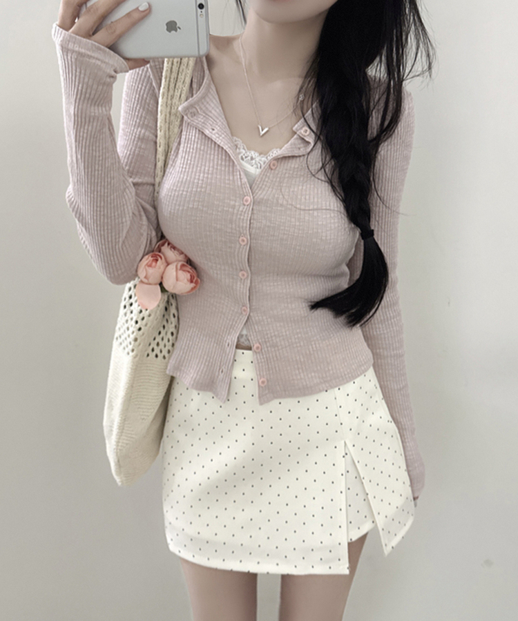 ドットスリットスカートパンツ WHITE