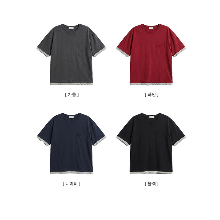 レイヤードバイカラー半袖Tシャツ