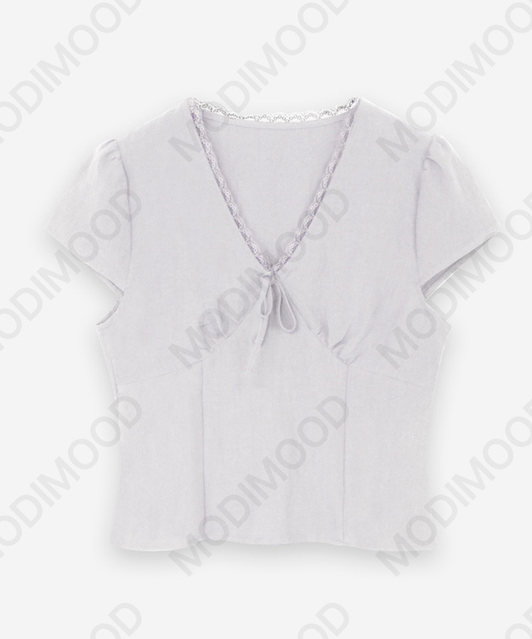ディープVレース半袖ブラウス
