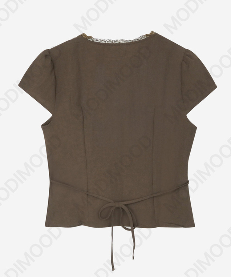 ディープVレース半袖ブラウス