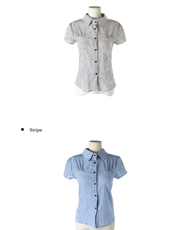 チェックシアリングパフ半袖シャツ