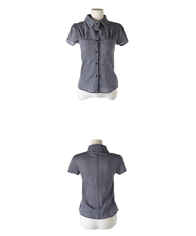 チェックシアリングパフ半袖シャツ