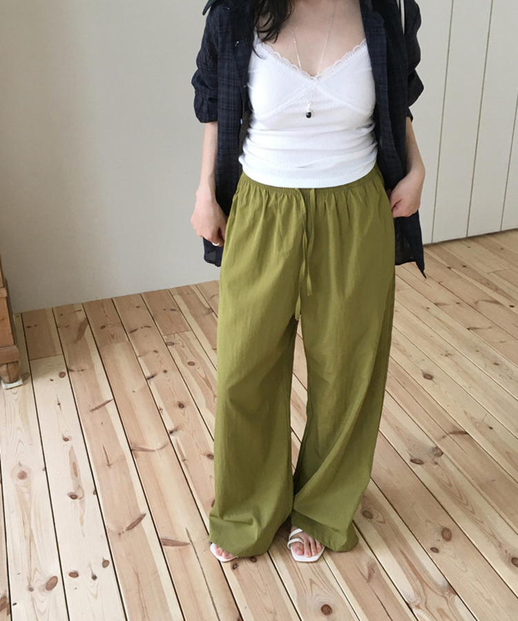 バンディングストレートパンツ OLIVE