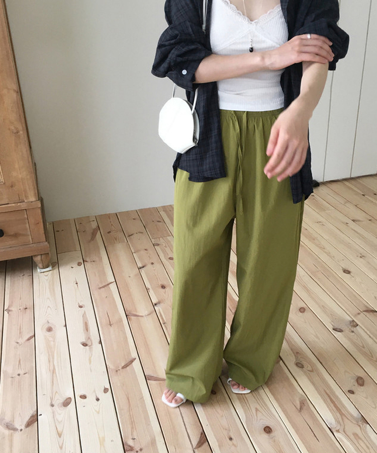 バンディングストレートパンツ OLIVE