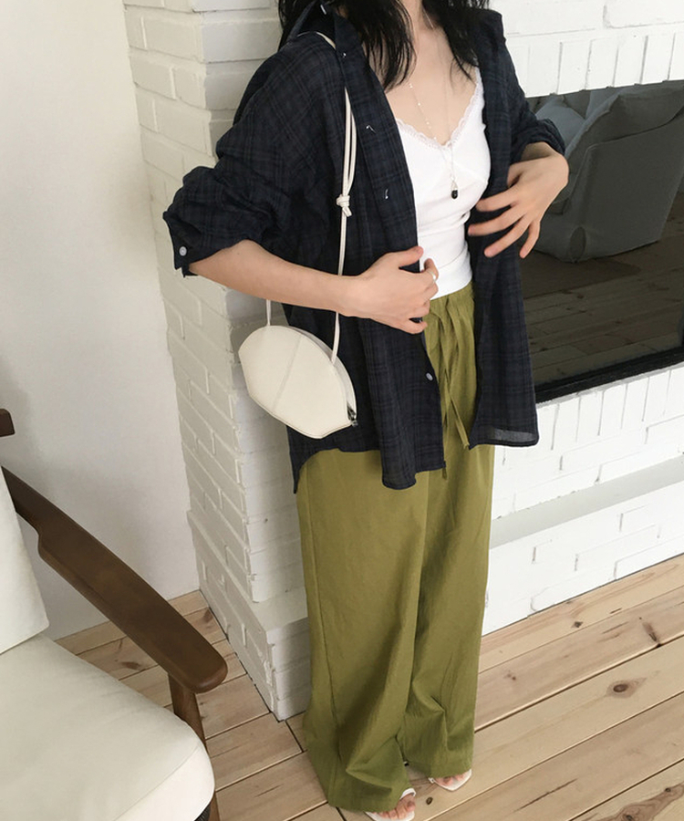 バンディングストレートパンツ OLIVE