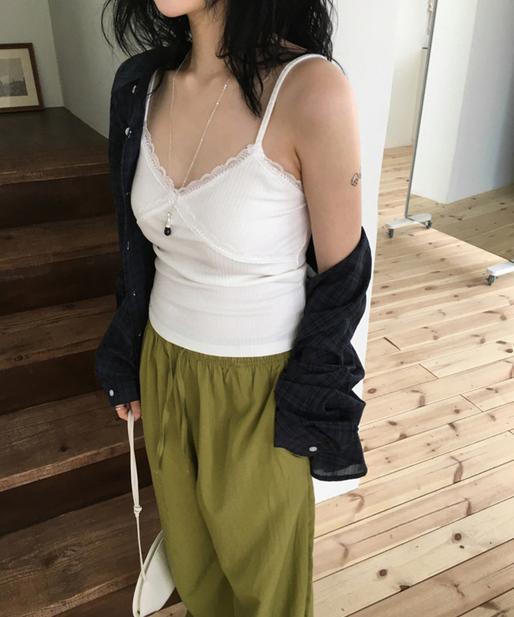 バンディングストレートパンツ OLIVE