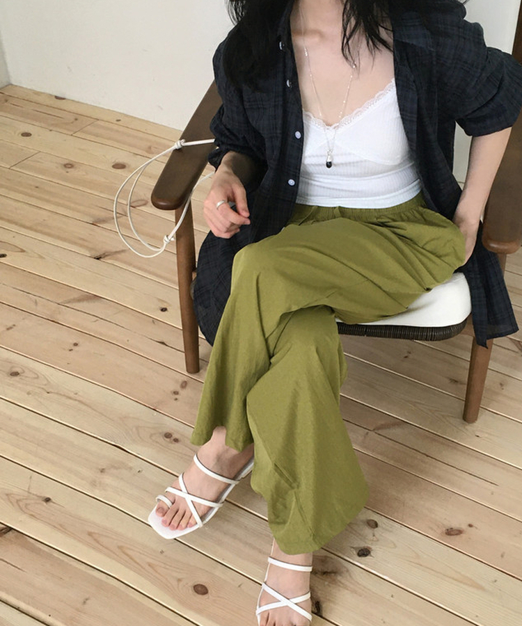 バンディングストレートパンツ OLIVE