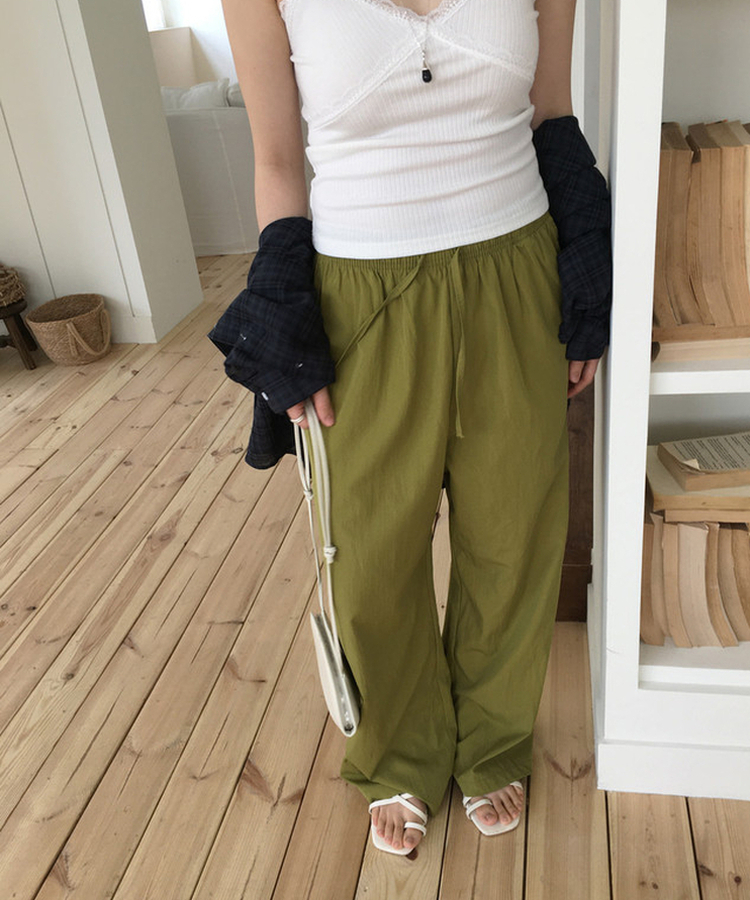 バンディングストレートパンツ OLIVE